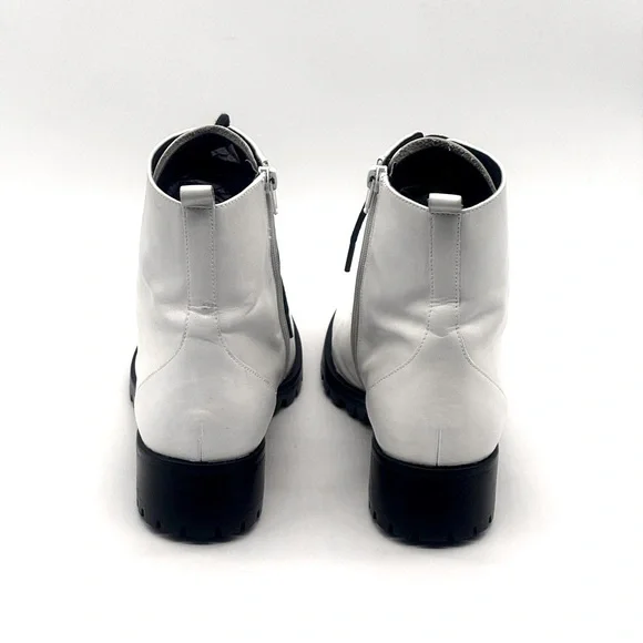 BP. Nordstrom Taylor-Lea White Leather Lace Up Combat Boots. - Picture 4 of 5